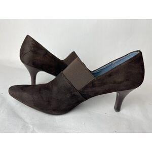 Rockport Brown Suede Pointed-Toe Pumps with Elastic Band – Women's Size 9.5 M